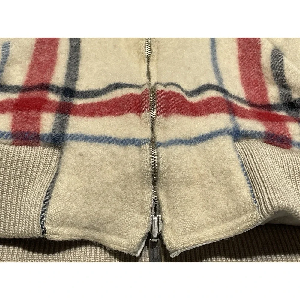 Vintage Bogner Reversible Puffer Jacket Plaid Wool Ivory Hooded Ski Bomber‎